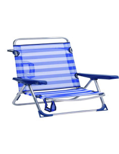 Silla Playa 5 Posiciones Aluminio Rayas Azul Y Blanca