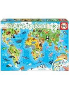 Puzzle Mapamundi Animales 150 Piezas