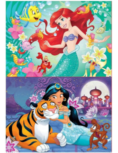 Puzzle 2X48 piezas Princesas Disney Ariel y Yasmin  2