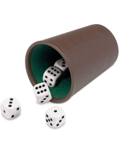 Cubilete Forrado y 5 dados puntos 16 mm
