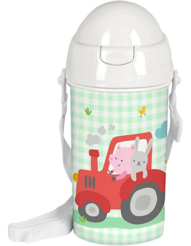 Botella 500Ml Apertura Autom. con Pajita...