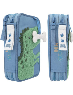 World Dino Mini-Estuche de 2 Compartimentos Azul, con... 2