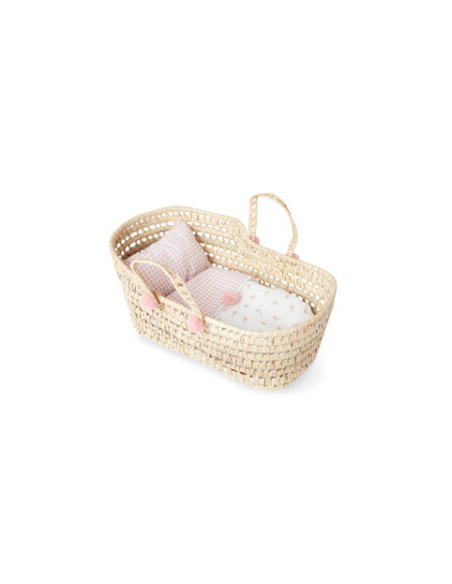 Capazo de Palma de flores y vichy (grande)