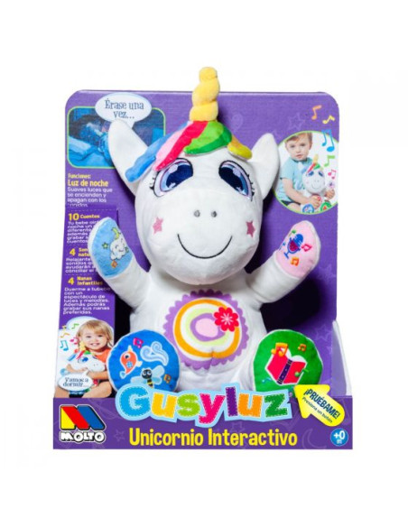 Peluche Unicornio Interactivo - Cuentacuentos. Gusy Luz® Molto