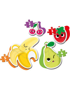 Puzzle infantil Frutas y Verduras, progresivo 2-3-4-5... 2