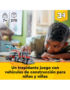LEGO Creator 3 en 1 Camión Plataforma con Helicóptero... 2