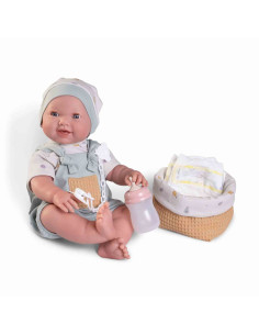 Muñeca Recién Nacida Mia hace pipí con canastilla Antonio...