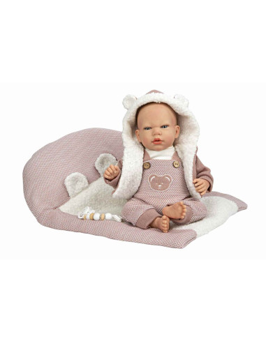 Muneca Bebe Reborn Gadea rosa con manta