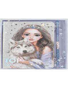 TOPModel Wolf-Cuaderno en Plata Brillante y Azul, con...