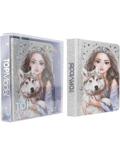 TOPModel Wolf-Cuaderno en Plata Brillante y Azul, con... 2