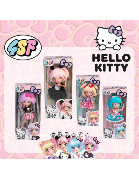 Hello Kitty Manga Doll Teddy Rock, Muñeca Fashion Japonesa con Looks a la Moda Manga