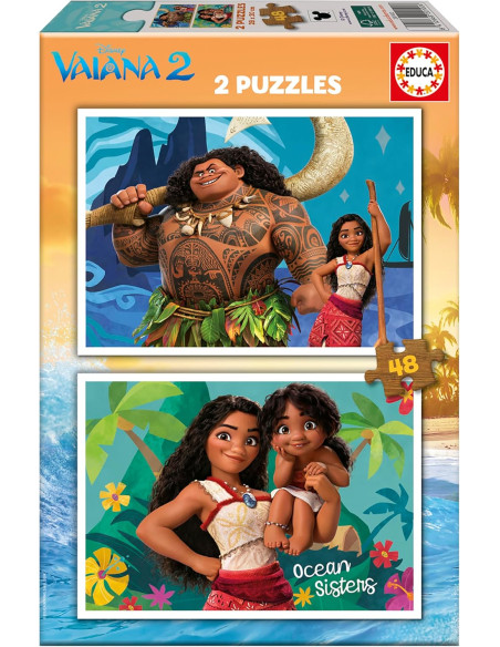 Puzzles 2 x 48 Piezas de Vaiana 2