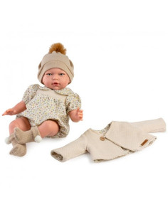 Muñeca con peso Cris con Pelele de Flores y chaqueta 2