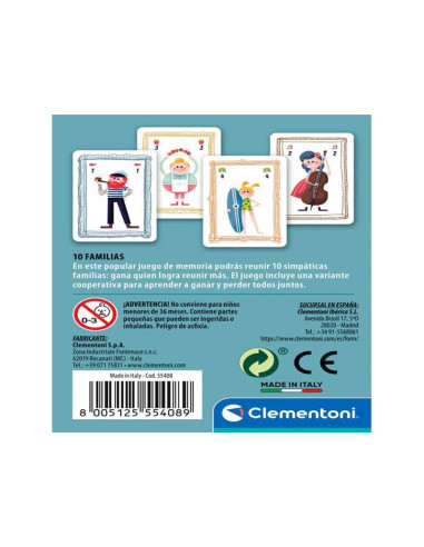  Juego de memoria para niños Familias