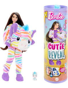 Barbie Cutie Reveal Muñeca con Disfraz de Cebra de Colores
