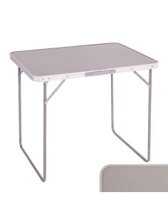 Mesa plegable hierro / madera gris - blanco.