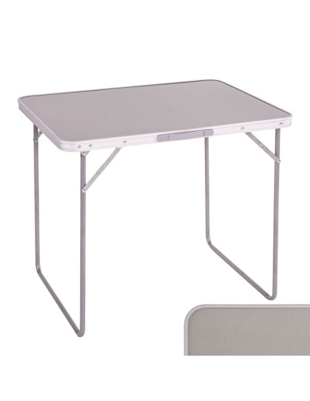 Mesa plegable hierro / madera gris - blanco.