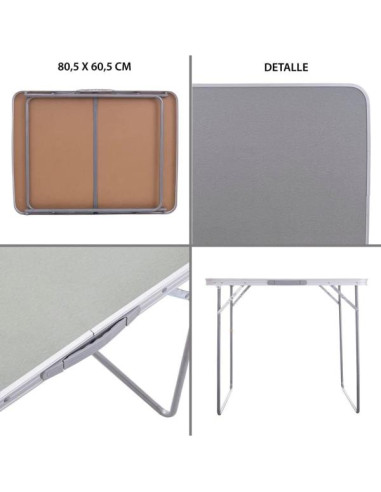 Mesa plegable hierro / madera gris - blanco.