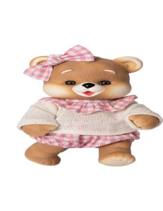 Osito Vestido Beig y Cuadros 25 cm