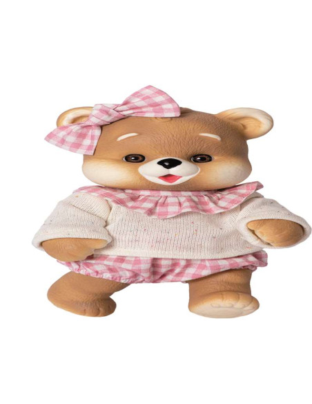 Osito Vestido Beig y Cuadros 25 cm