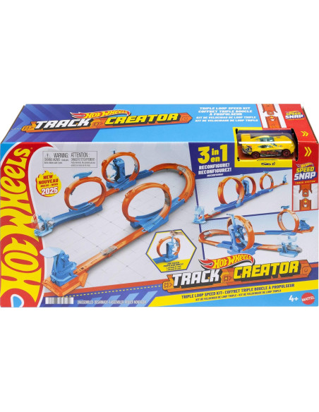 Hot Wheels Pack de triple looping Conjunto de pista con coche