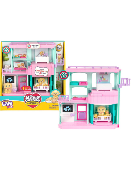 Little Live Pets Mama Surprise Families Baby Care Clinic, Set de Clínica para los Cachorros Sorpresa