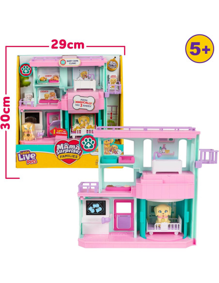 Little Live Pets Mama Surprise Families Baby Care Clinic, Set de Clínica para los Cachorros Sorpresa