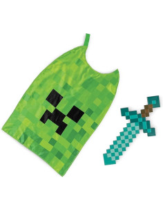 Minecraft - Espada diamante y capa verde