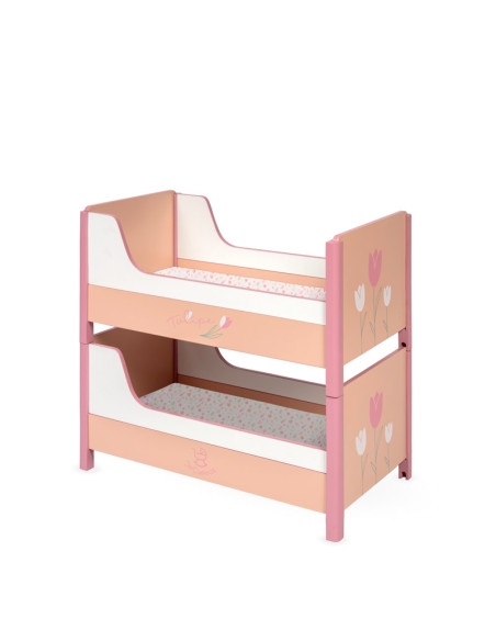 Litera Convertible de Madera para Muñecas Tulipe con Colchón