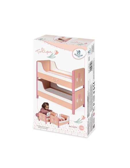 Litera Convertible de Madera para Muñecas Tulipe con Colchón