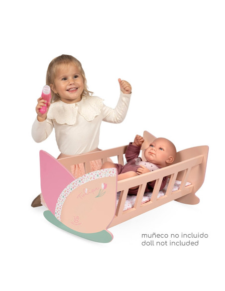 Cuna de Madera para Muñecas Tulipe con Colchón
