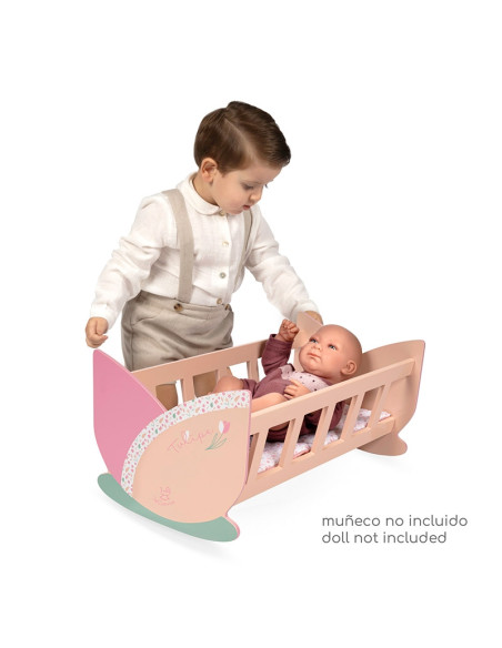 Cuna de Madera para Muñecas Tulipe con Colchón