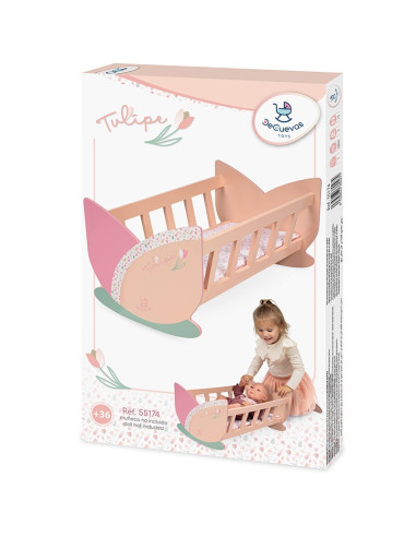 Cuna de Madera para Muñecas Tulipe con Colchón