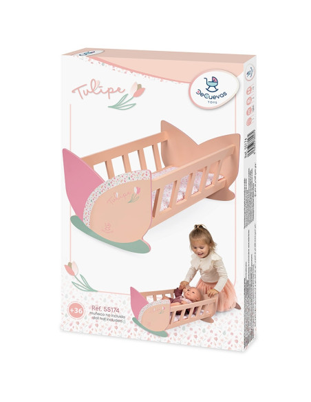 Cuna de Madera para Muñecas Tulipe con Colchón