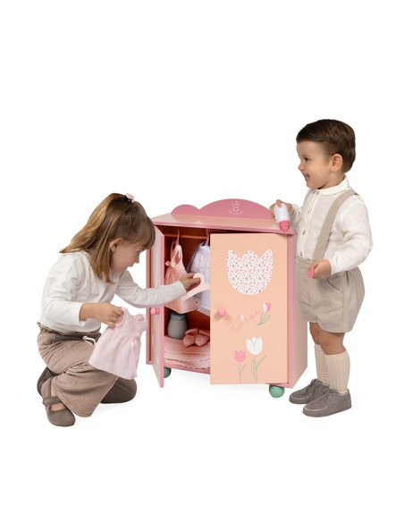 Armario de Madera para Muñecas Tulipe con Perchas