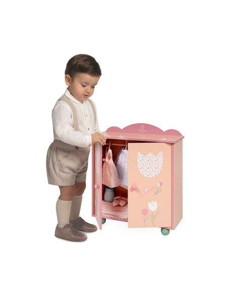 Armario de Madera para Muñecas Tulipe con Perchas