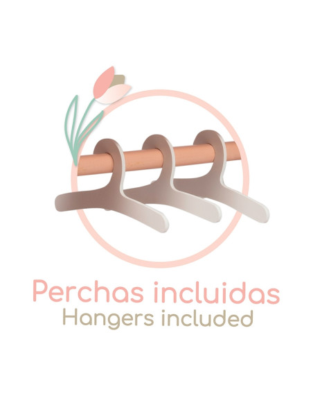 Armario de Madera para Muñecas Tulipe con Perchas