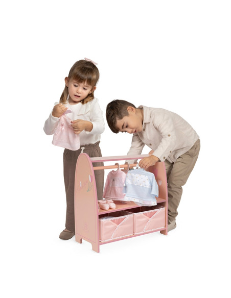 Armario de Madera Montessori para Muñecas Tulipe con Perchas