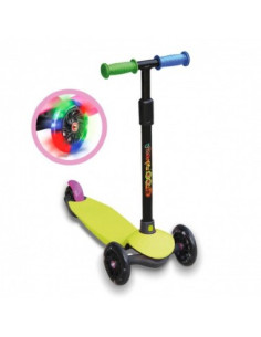 Patinete 3 Ruedas Verde Neón con Luces Led 
