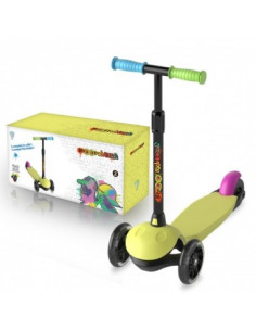 Patinete 3 Ruedas Verde Neón con Luces Led  2