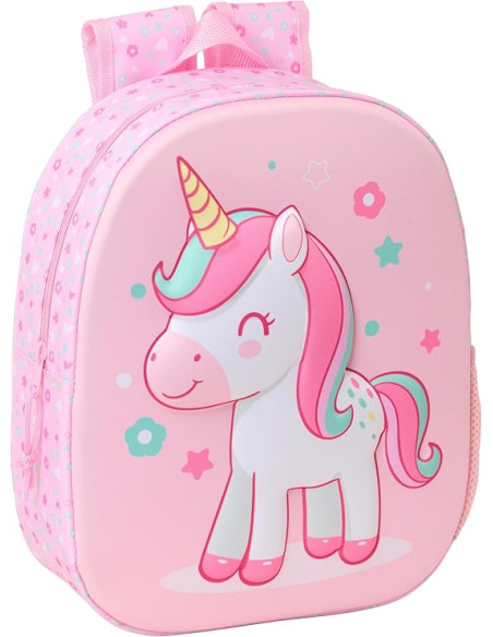 UNICORN 3D - Mochila Escolar, con Diseño 3D 33cm