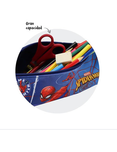 Estuche Escolar Spiderman Portatodo Redondo con...