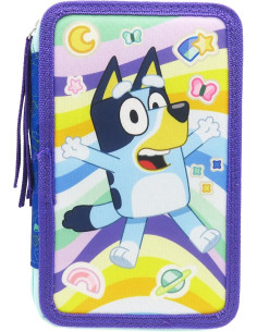 Bluey,Plumier 3 Pisos con Material Escolar, Estuche Completo