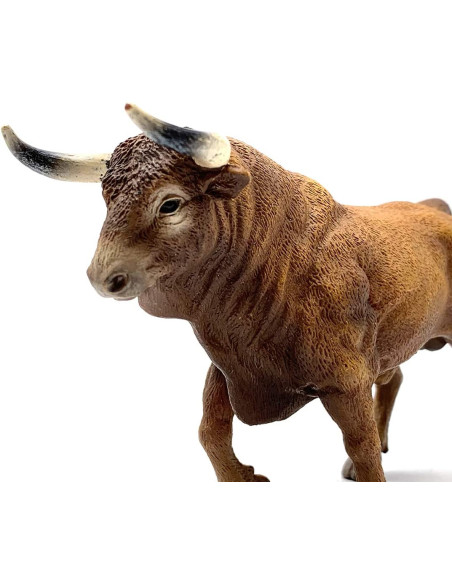 Deqube- Bravo Colorado Trotando Figura de Toro, Color Marrón