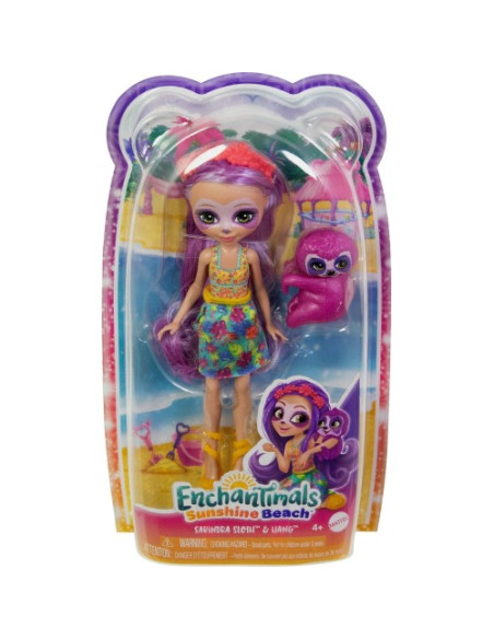 Enchantimals Sunshine Island Muñeca Con Mascota Perezoso Morado