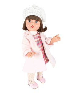 Mariquita Perez Vestido Cuadros y Abrigo Rosa 50 cm