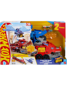 Hot Wheels City Dragón transportador con Ataque Doble...