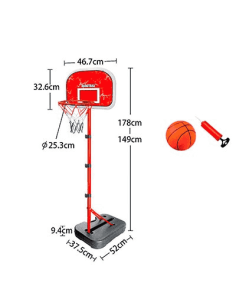 Canasta de Baloncesto Plegable Ajustable con Balón y... 2