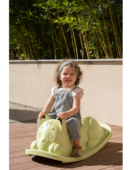 Life Balancín Gato Verde - Asiento Ergonómico, Orejas para Agarre, Anti-UV, Plástico Reciclado