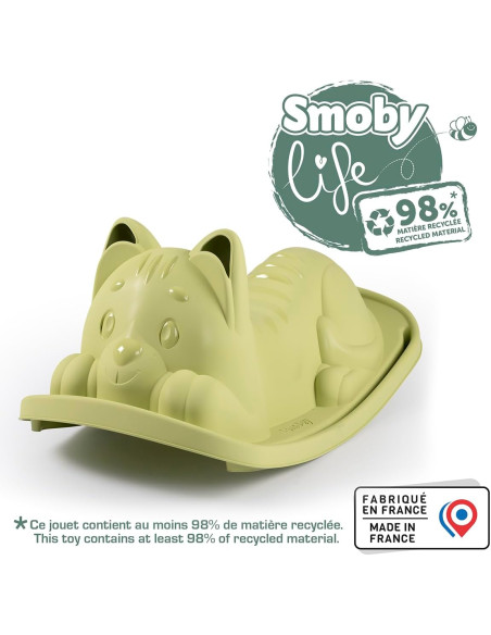 Life Balancín Gato Verde - Asiento Ergonómico, Orejas para Agarre, Anti-UV, Plástico Reciclado